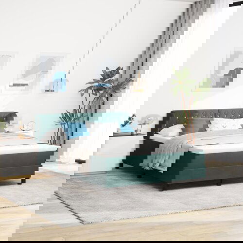 Box Postelja s vzmetnico temnozelena 140x190 cm žamet, (22051952) Cene