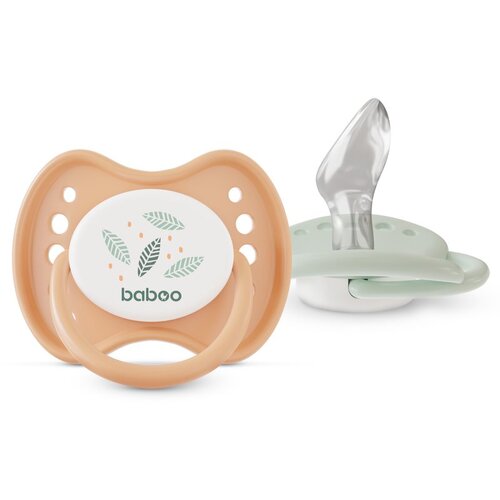 Baboo Soothers Silicone Orthodontic with Case duda Peachy Keen 0-6 m 2 kom Slike