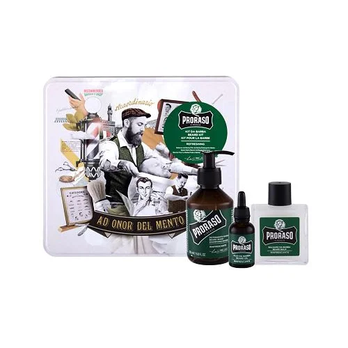 Proraso eucalyptus beard wash darilni set šampon za brado 200 ml + balzam za brado 100 ml + olje za brado 30 ml + škatlica za moške