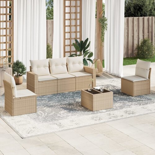 vidaXL 6-dijelni set vrtnih sofa s jastucima bež od poliratana Cijene