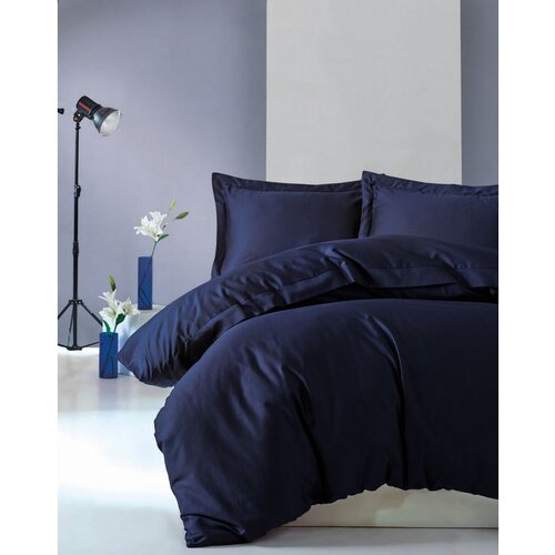  Elegant Dark Blue Dark Blue Satin Double Quilt Cover Set (DE) Cene