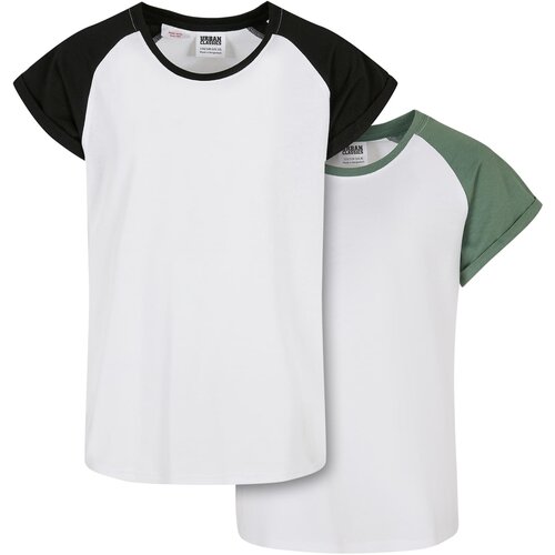 Urban Classics Kids Girls Contrast Raglan Tee 2-Pack white/saliva+white/black Slike