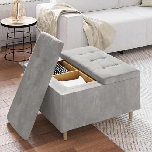  Stolica s dugmadi Svijetlo siva 80 x 80 x 45 cm Bar&amp;scaron;un Slike