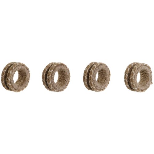  Prstan iz prtička DKD Home Decor Naraven Juta Mangov les 6 x 3 x 6 cm 4 Kosi Slike