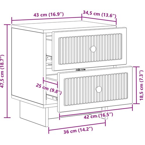  Noćni ormar s ladicama 2 pcs Siva sonoma 43 x 34,5 x 47,5 cm Slike
