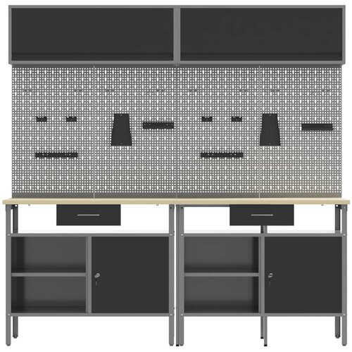  Set radnog stola 8 pcs Crna i Siva Čelik s prahom premazan Slike