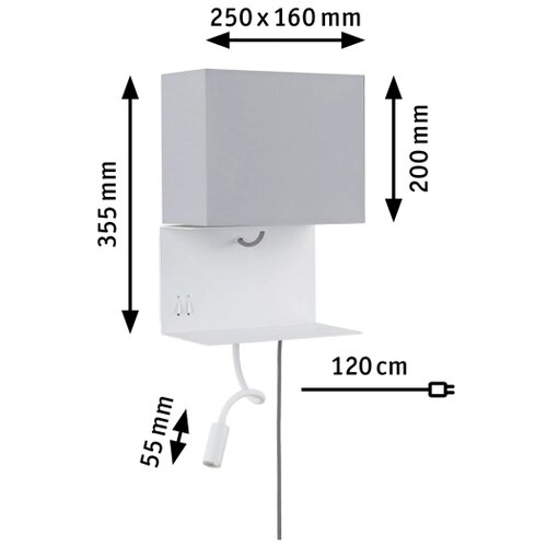 PAULMANN 78913 - LED/2,5W + 1xE27/40W Zidna svetiljka sa USB MERANI 230V Slike