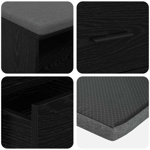  Klupa za hodnik s jastukom Crni hrast 80 x 38 x 46 cm Slike