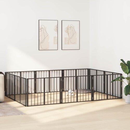  Vrata za pse 10 pcs Crna 80 x 60 cm Cinkani čelik Slike