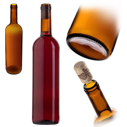 KADAX steklenica za vino z bordo zamaškom 0,75 l 750 ml steklenice za vino kozarec za jabolčnik, (5000355162) Cene