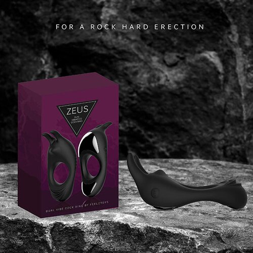 Feelztoys vibracijski prsten za penis - Zeus, crni Slike