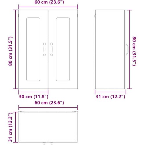  Zidni kuhinjski ormarić s policom Siva Sonoma 60 x 31 x 80 cm Slike