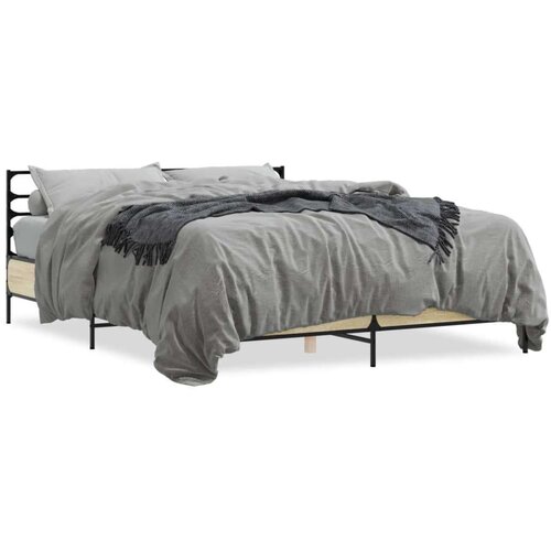  Posteljni okvir sonoma hrast 160x200 cm inž. les in kovina, (21165967) Cene