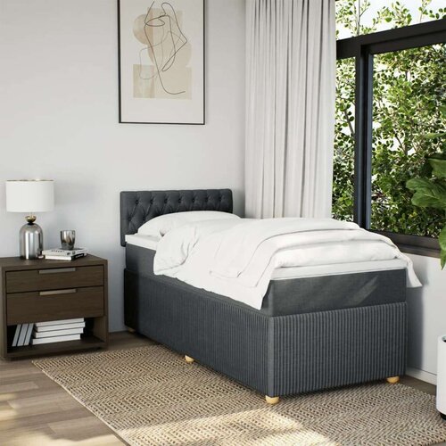 VidaXL Krevet s oprugama i madracem tamnosivi 90 x 190 cm od tkanine Slike