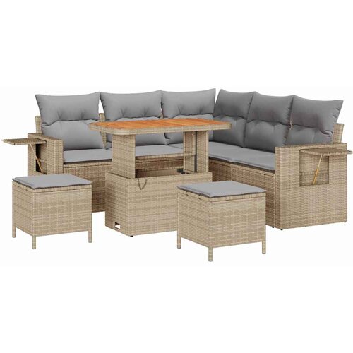  Sjedeća garnitura za vrt 9 kom. 6-Broj sjedala Bež 219 x 219 x 85 cm Slike