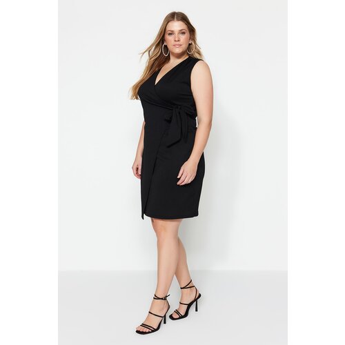 Trendyol Curve Plus Size Dress - Black - Wrapover Slike