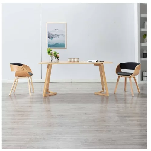  Jedilni stol črn ukrivljen les in umetno usnje