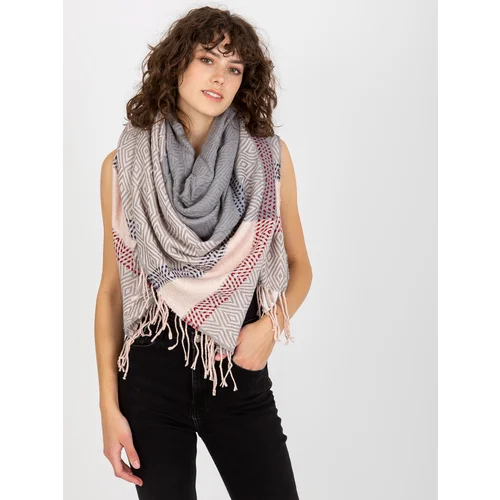 Fashion Hunters Women's winter scarf with fringe - multicolored