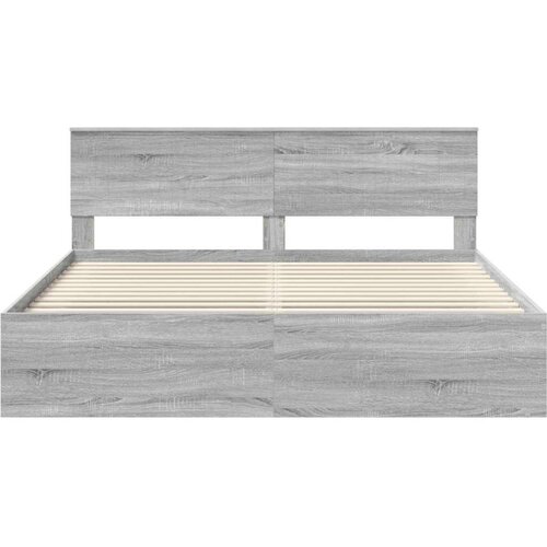  Okvir za krevet s uzglavljem Siva Sonoma 180 x 200 cm Slike