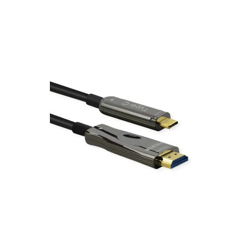 Roline USB-C® / HDMI / steklena vlakna adapterski kabel USB-C® vtič\, HDMI-A vtič 30.00 m črna 14.01.3474 #####4K UHD\, zaščiten HDMI kabel, (20416207) Cene
