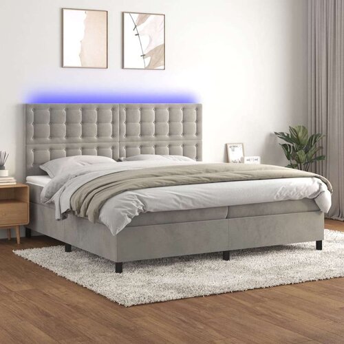  Box spring s madracem LED svjetlosivi 200x200 cm bar&amp;scaron;un Slike