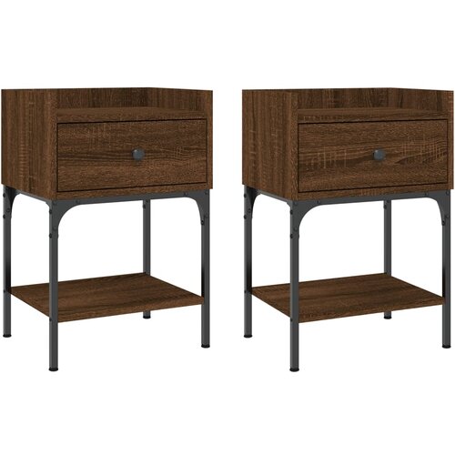 Maison Chic Dvo delni komplet Nočne omarice - Nočne mize rjavi hrast 40,5x31x60 cm inženirski les, (21686805) Cene