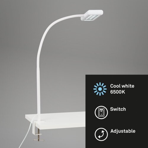 BRILO LED fleksibilna stona lampa sa klipsom TRASNA LED/7,5W/230V bela Slike