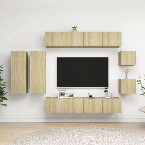  8-dijelni set TV ormarića boja hrasta sonome od iverice Slike