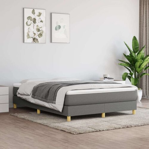  Box spring posteljni okvir temno siv 140x190 cm blago, (20600883) Slike