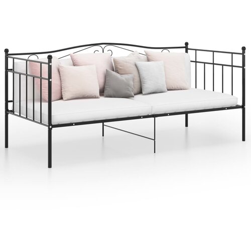 VidaXL Okvir za krevet na razvlačenje crni metalni 90 x 200 cm Slike