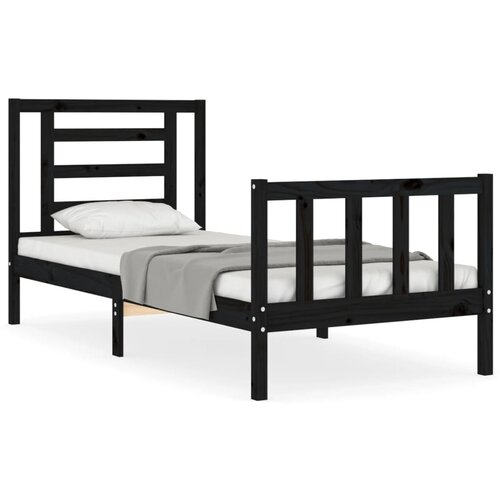 VidaXL Posteljni okvir z vzglavjem črn 100x200 cm trden les, (20739769) Slike