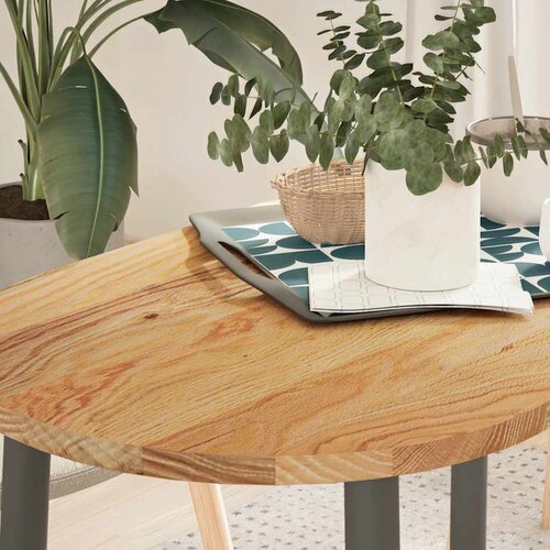 VidaXL Stolna ploča svjetlosmeđa 100x50x2 cm ovalna masivna hrastovina Slike