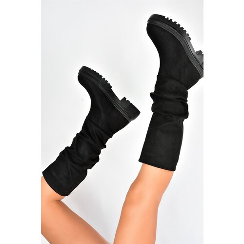 Fox Shoes Women&amp;#039;s Black Suede Gathered Daily Boots Slike