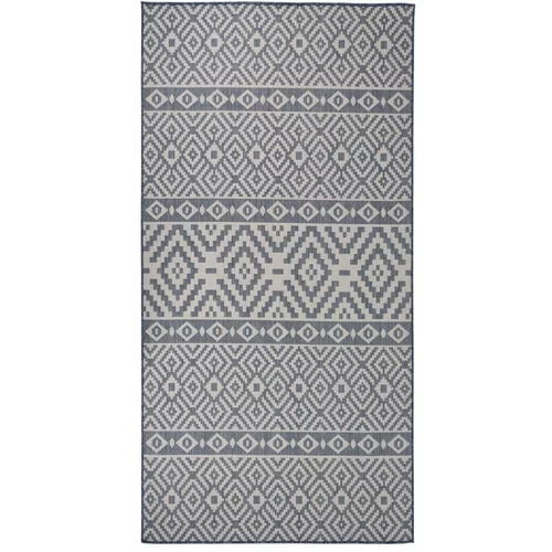 vidaXL Vanjski tepih ravnog tkanja 100 x 200 cm plave pruge