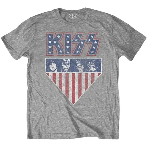 Kiss Majica Stars And Stripes Unisex Grey XL