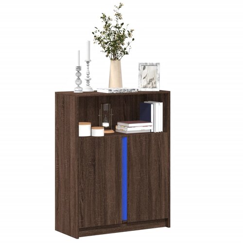 VidaXL Komoda s LED svjetlima boja hrasta 77 x 34 x 100 cm drvena Slike