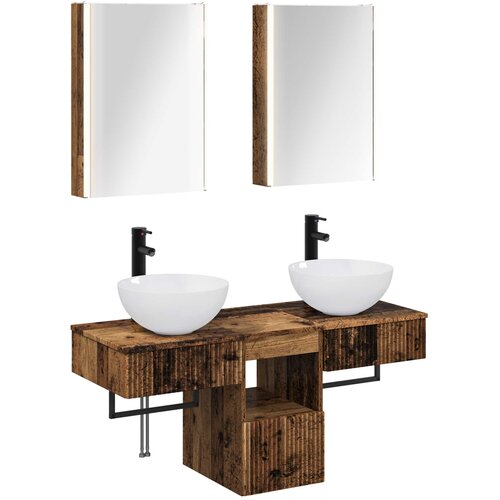  Set ormarića za kupaonicu 5 pcs Staro drvo 43 x 11,5 x 60,5 cm Cene