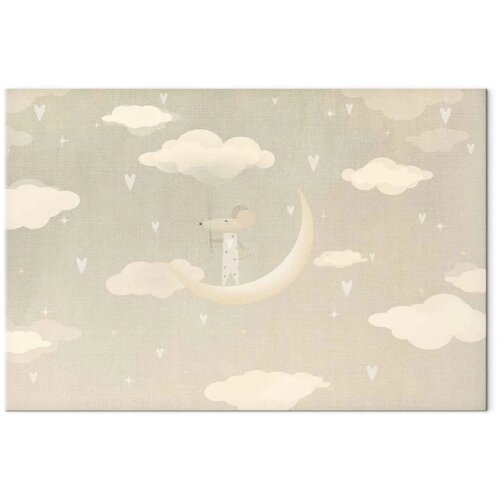  Slika - Little Conqueror - A Mouse in Heart Pajamas on the Moon Among Clouds 30x20 Akustična Slike