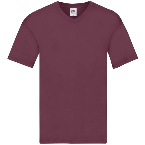 Fruit Of The Loom Burgundowa koszulka męska Original V-neck