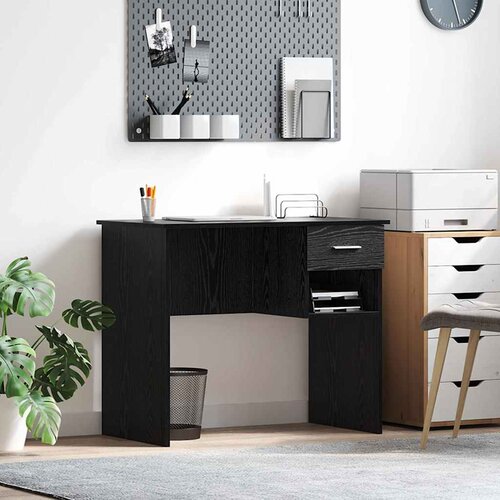  Stol s ladicama Crni hrast 90 x 49 x 75 cm Konstruirano drvo Cene