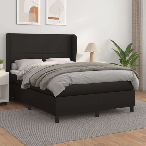  Box spring postelja z vzmetnico črn 140x190 cm umetno usnje, (20899530) Slike