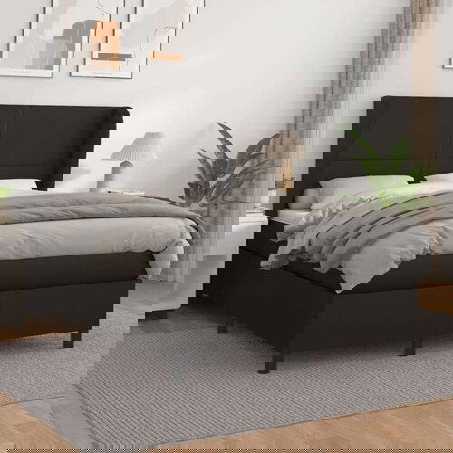  Krevet s oprugama i madracem crni 140 x 190 cm od umjetne kože Slike