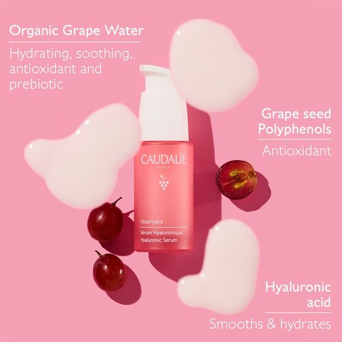 Caudalie VinoHydra Hyaluronic Serum vlažilni serum za prve gube 30 ml Slike