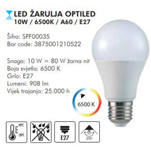 Sparx LED sijalica 10W/6500K A60 E27 Slike