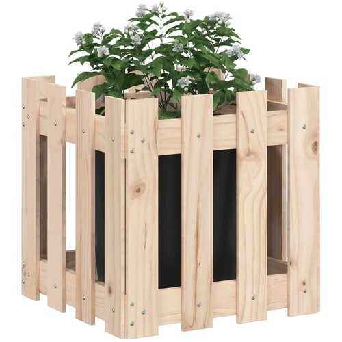  Vrtna sadilica s izgledom ograde 40x40x40 cm masivna borovina Slike