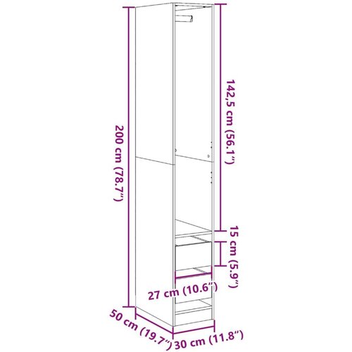 VidaXL Ormar boja sivog hrasta sonome 30x50x200 cm konstruirano drvO Slike