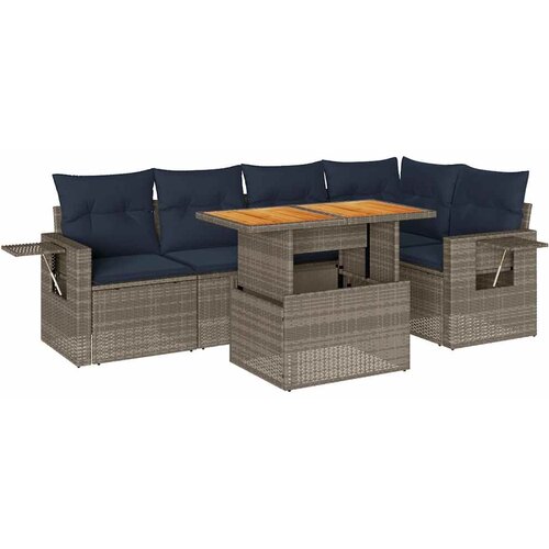 vidaXL Vrtna garnitura - 6-dijelni set vrtnih sofa od poliratana s jastucima sivi - Siva 1 Cijene