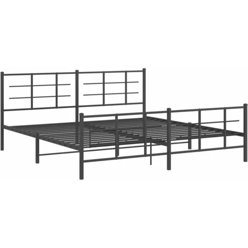 vidaXL Kovinski posteljni okvir z vzglavjem in vznožjem črn 193x203 cm, (21038482)
