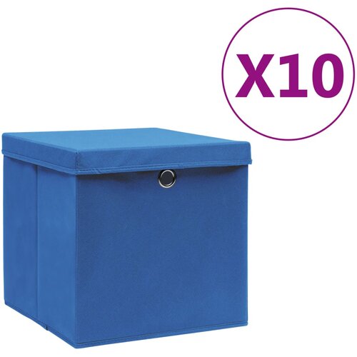 vidaXL Kutije za pohranu s poklopcima 10 kom 28 x 28 x 28 cm plave Cijene