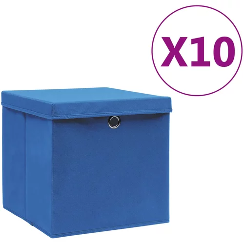 vidaXL Kutije za pohranu s poklopcima 10 kom 28 x 28 x 28 cm plave